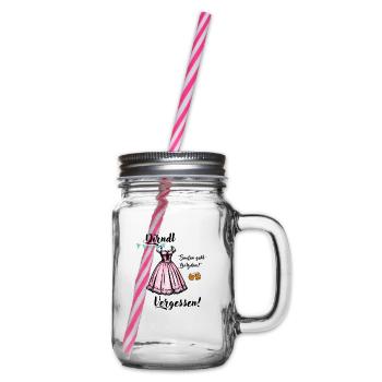 Dirndl versessen, saufen geht trotzdem! - Henkelglas mit Schraubdeckel - Klar - Rechts