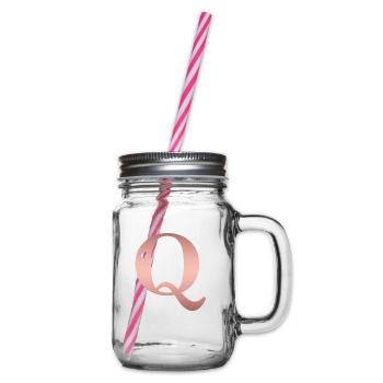 Buchstabe Q roségold - Henkelglas mit Schraubdeckel - Klar - Rechts