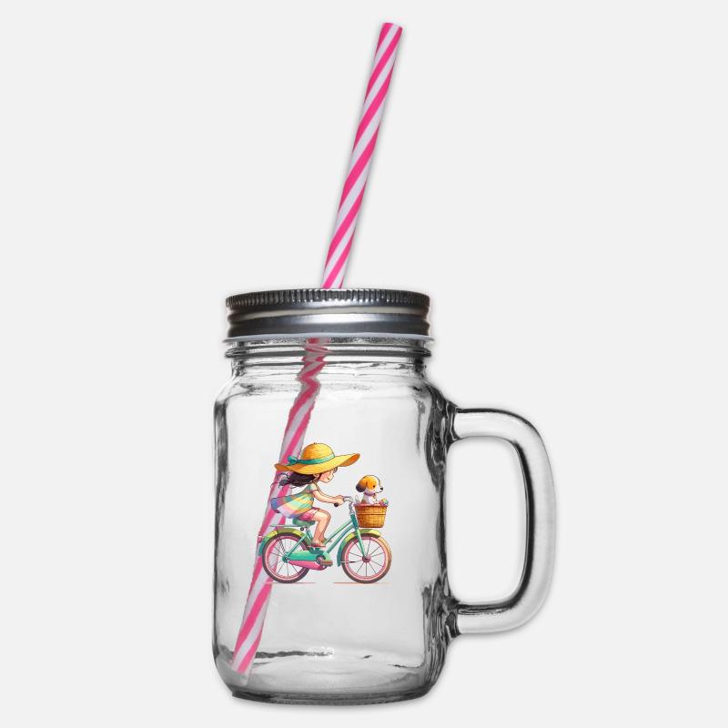 Fille sur le vélo - Bocal à boisson - transparent