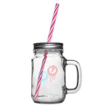 2 Twins Babies Pregnant Belly Footprint Feet - Glass jar with handle and screw cap - clear - Right