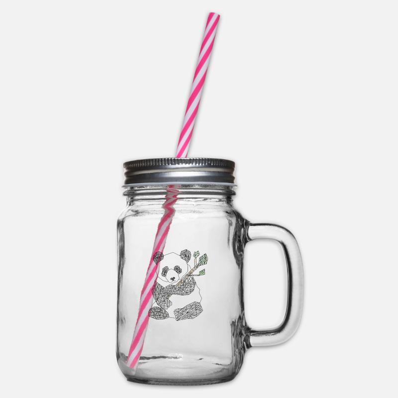 Pandabär - Henkelglas mit Schraubdeckel - Klar