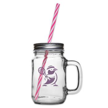 Minimalist Penguin Tennis Player Silhouette - Glass jar with handle and screw cap - clear - Right