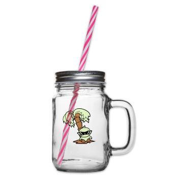 Duck Small Cute Bird Sunglasses Funny Palm Tree - Glass jar with handle and screw cap - clear - Right