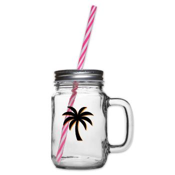 Palm Tree Icon - Glass jar with handle and screw cap - clear - Right