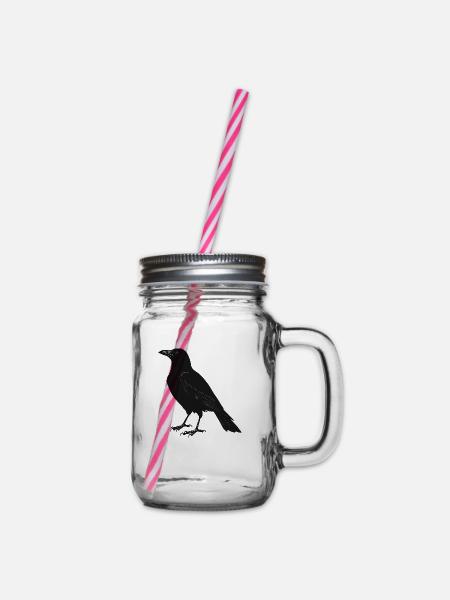 schwarzer Vogel - Henkelglas mit Schraubdeckel - Klar