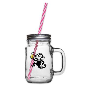 Monkey Beer Funny - Glass jar with handle and screw cap - clear - Right