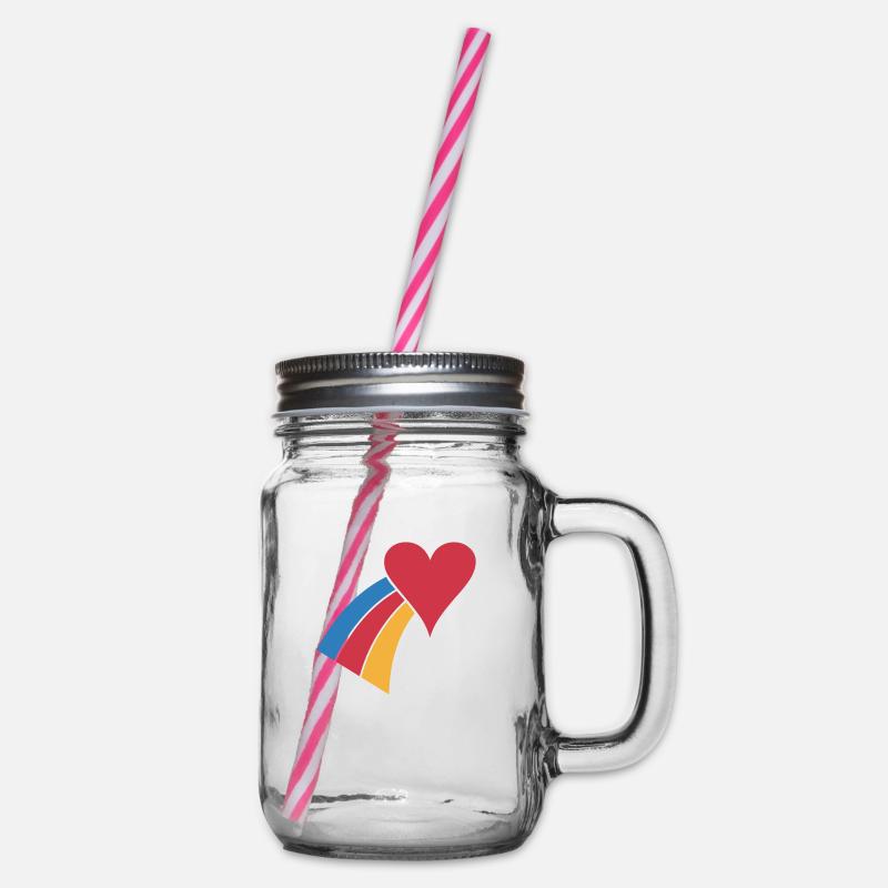 Coeur Arc-en-Ciel - Bocal à boisson - transparent