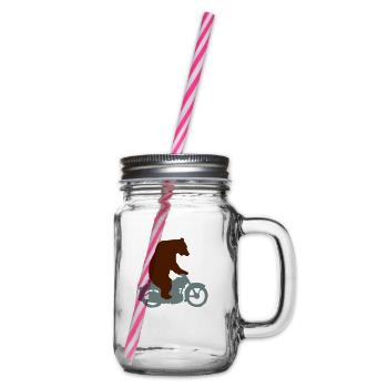 Biker Bär, Born Free, Ride Free - Henkelglas mit Schraubdeckel - Klar - Rechts