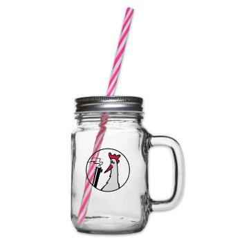 Crazy Chicken mit Gun - Henkelglas mit Schraubdeckel - Klar - Rechts