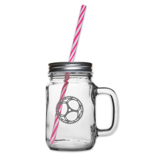 Bicycle Sprocket - Glass jar with handle and screw cap