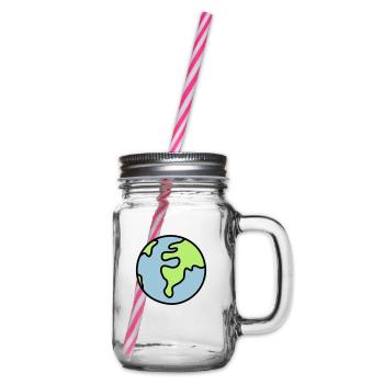 Globus - Welt - Henkelglas mit Schraubdeckel - Klar - Rechts