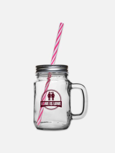 LOVE IS LOVE LESBIAN 2 - Henkelglas mit Schraubdeckel - Klar