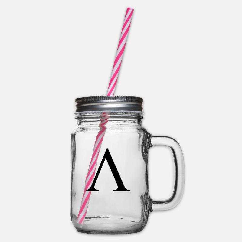 lambda greek - Henkelglas mit Schraubdeckel - Klar