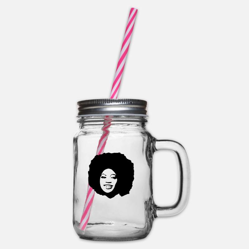 AFROKOPF - Henkelglas mit Schraubdeckel - Klar
