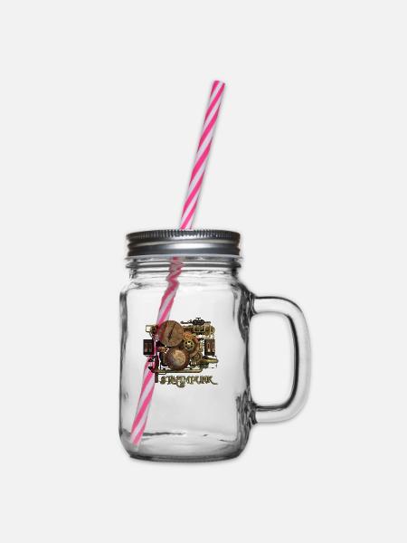 Steampunk-Art - Henkelglas mit Schraubdeckel - Klar