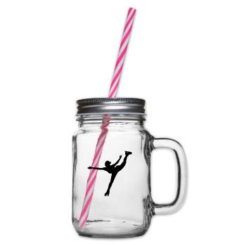 Ice Skating female eu - Glass jar with handle and screw cap - clear - Right