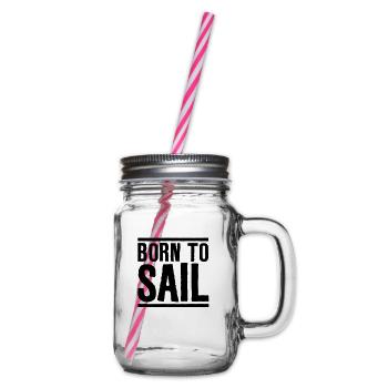 Sailing Born to Sail - Glass jar with handle and screw cap - clear - Right
