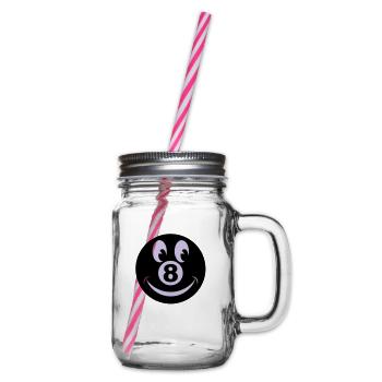 8 ball smiley vecto - Glass jar with handle and screw cap - clear - Right