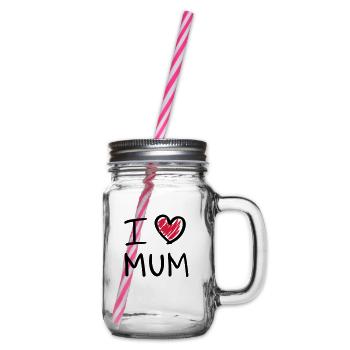 i love mum - Henkelglas mit Schraubdeckel - Klar - Rechts
