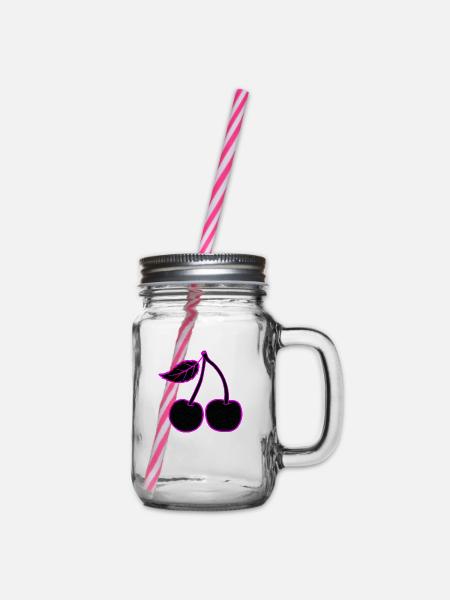 Neon Kirsche Pink, dezent oder präsent - Henkelglas mit Schraubdeckel - Klar