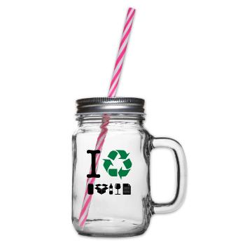 I Recycle - Glass jar with handle and screw cap - clear - Right