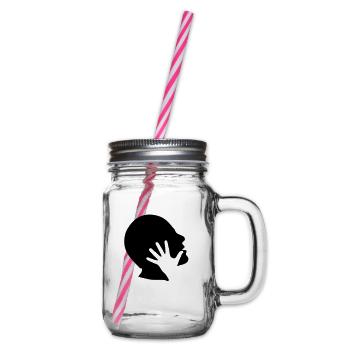 head profile head hand hand claque1 - Glass jar with handle and screw cap - clear - Right
