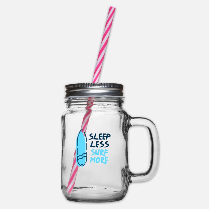 Surf - Sleep Less Surf More - Henkelglas mit Schraubdeckel - Klar