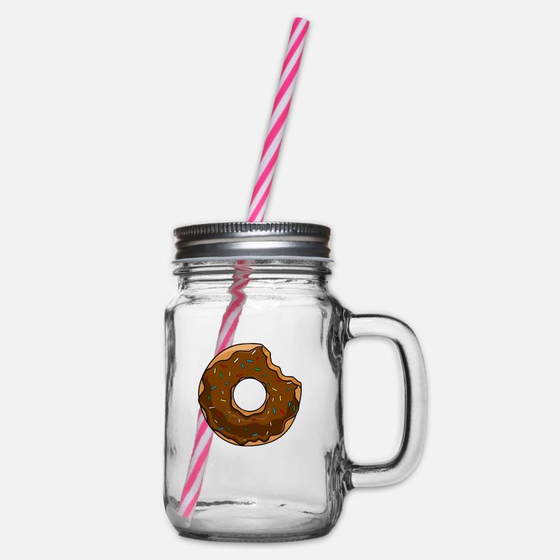 Donut mit Biss Schokolade - Henkelglas mit Schraubdeckel - Klar