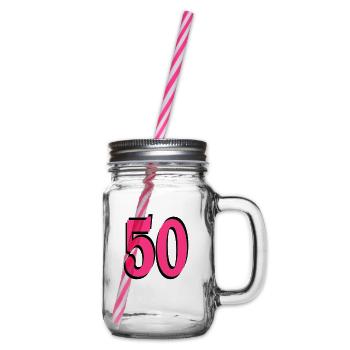 50th Birthday - Glass jar with handle and screw cap - clear - Right