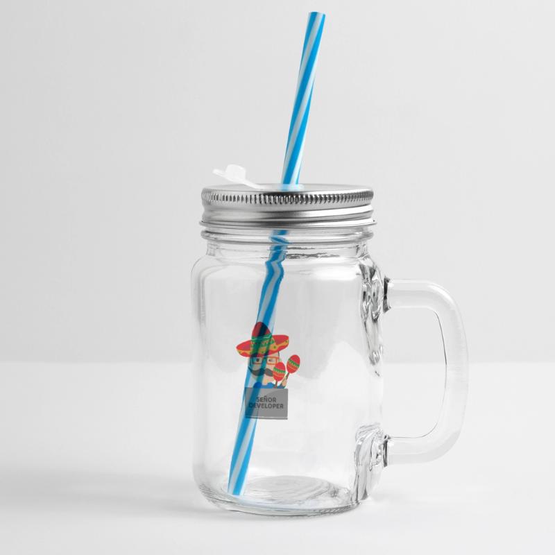 Señor Developer Senior Developer - Gift Idea Glass jar with handle and screw cap