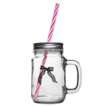 Stripes pattern ribbon - Glass jar with handle and screw cap - clear - Right