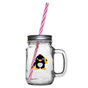 Fish And Beer Penguin - Henkelglas mit Schraubdeckel - Klar - Rechts