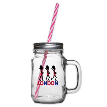 LONDON Text Königin Wache - Henkelglas mit Schraubdeckel - Klar - Rechts