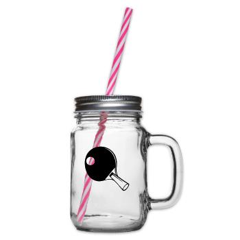 Tischtennis Schläger - Henkelglas mit Schraubdeckel - Klar - Rechts