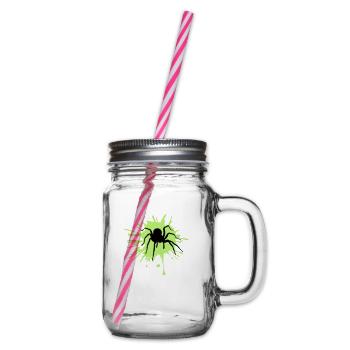 spinne vogelspinne klecks graffiti tropfen farbe b - Henkelglas mit Schraubdeckel - Klar - Rechts