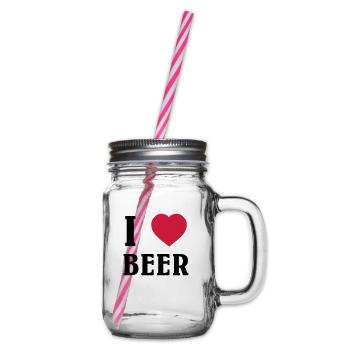 I Love Beer - Glass jar with handle and screw cap - clear - Right