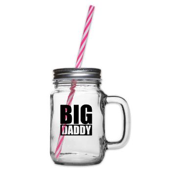 Vatertag Big Daddy Vater Held Papa Logo - Henkelglas mit Schraubdeckel - Klar - Rechts
