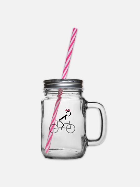 radfahrer - Henkelglas mit Schraubdeckel - Klar