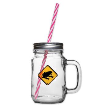 caution frog shield warning warning zon - Glass jar with handle and screw cap - clear - Right