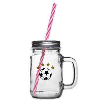 Weltmeister 4 Sterne Fußball Deutschland 2014 - Henkelglas mit Schraubdeckel - Klar - Rechts