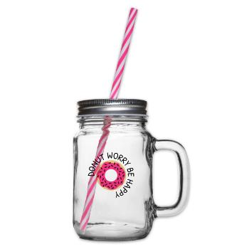 Donut worry be happy - Henkelglas mit Schraubdeckel - Klar - Rechts