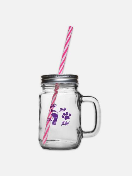 Team Teamwork Hunde Hundehalter Geschenk - Henkelglas mit Schraubdeckel - Klar