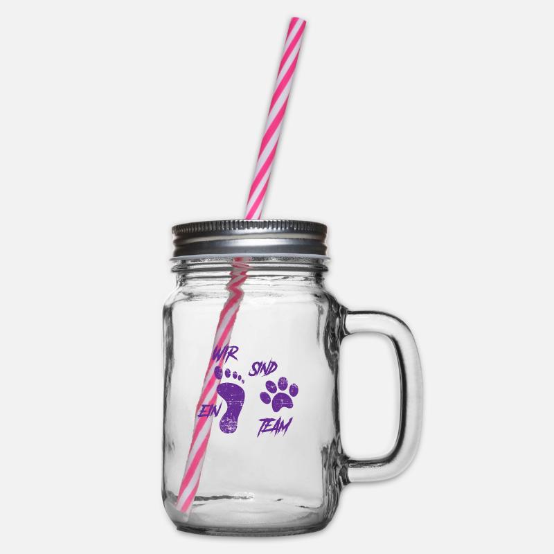 Team Teamwork Hunde Hundehalter Geschenk - Henkelglas mit Schraubdeckel - Klar