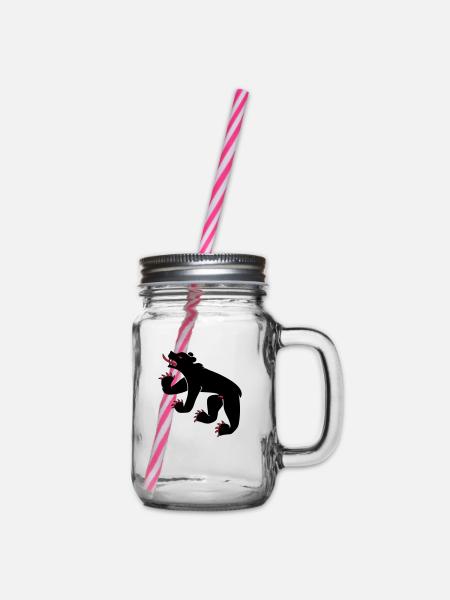 dessin d'un ours symbole drapeau de Berne Suisse - Bocal à boisson - transparent