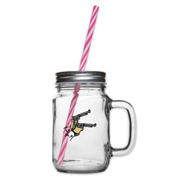 Weapons pistols hands dell - Glass jar with handle and screw cap - clear - Right