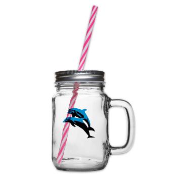 Delfin, Delfine - Dolphin - Henkelglas mit Schraubdeckel - Klar - Rechts