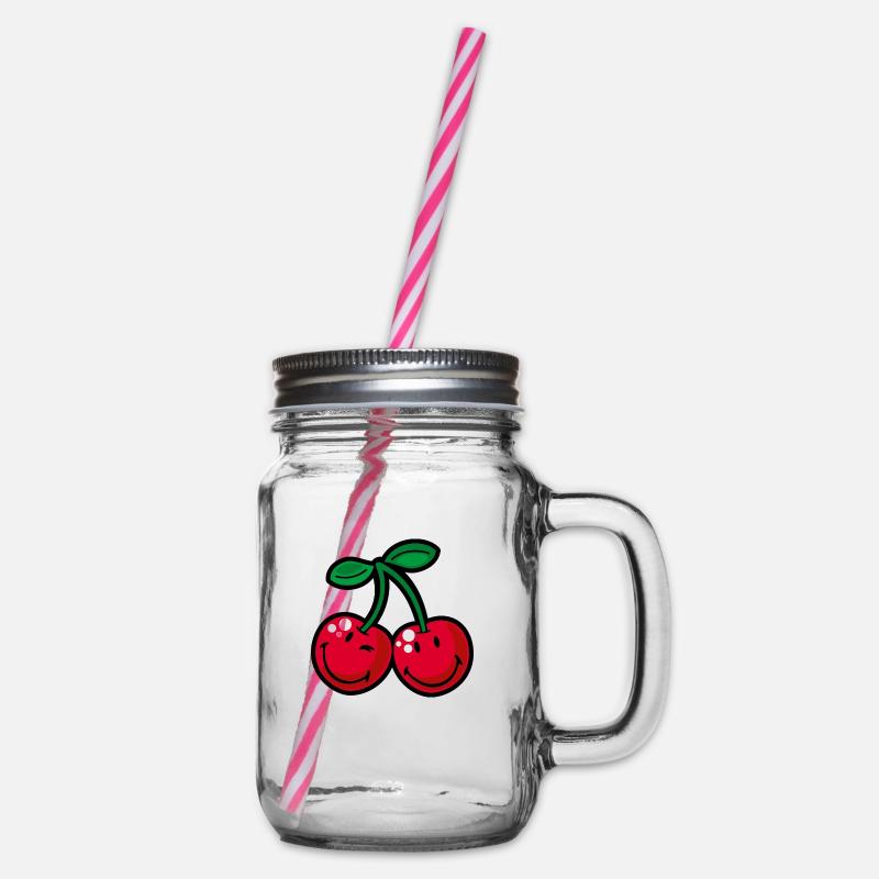 Smiley Cherries - Boccale con coperchio avvitabile - trasparente