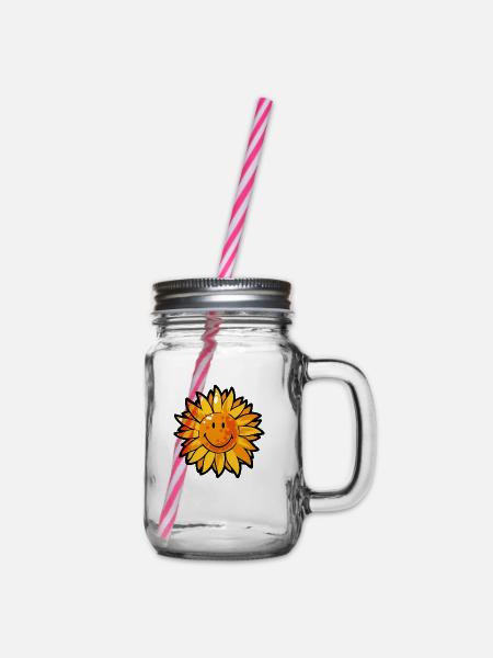 Smiley Sunflower - Henkelglas mit Schraubdeckel - Klar
