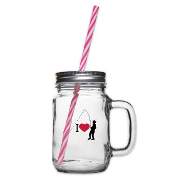 J'aime le coeur de pêche pêcheur amour silhouette sport c - Bocal à boisson - transparent - Droite