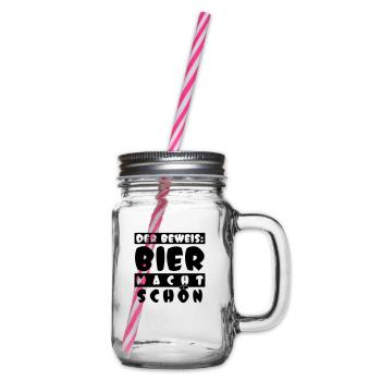 der Beweis: BIER MACHT SCHÖN - Henkelglas mit Schraubdeckel - Klar - Rechts